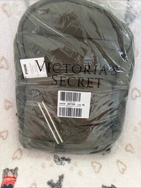 Victoria's Secret Green Quilted Backpack with Stripe Detail
